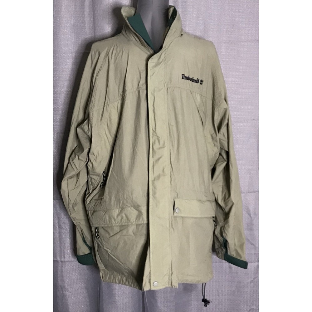 Vintage Timberland Weathergear Jacket Mens Tan Full Zip Lightweight Windbreaker